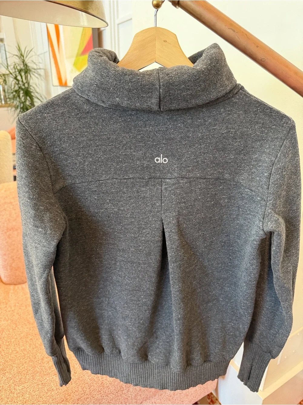 Alo Cozy Charcoal Funnel Neck Women's Sweater- Size XS- PreOwned